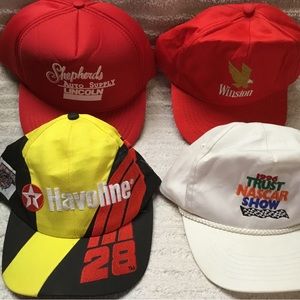 Vintage Snapback Hat Lot Bundle of 4 Nascar Racing Hats